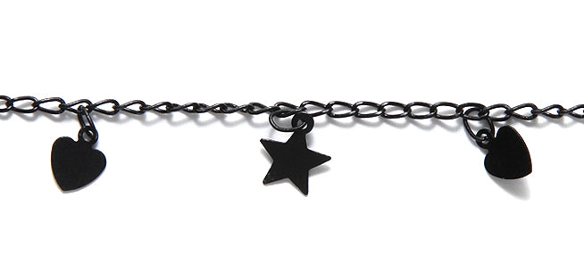 CX907-MB: Chain Heart & Star MAT BLK 1FT