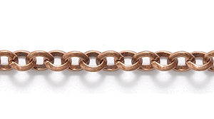 97CX857: Chain Diamond Cut Rolo 3mm LNK ANT CPPR 1FT