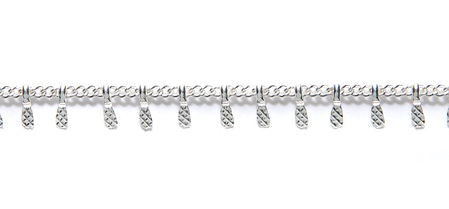 CX896-S: Chain 1.5mm Curb TEXTR Dangle Silver 1FT