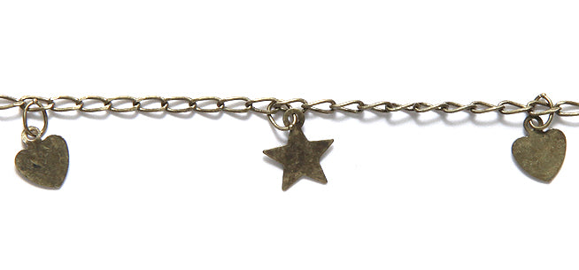 CX907-AB: Chain Heart & Star ANT Brass 1FT