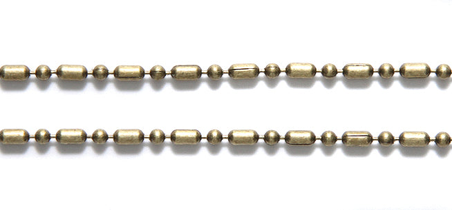 CX902-AB: Chain Dot Dash Ball Chain 2mm ANT Brass 1FT