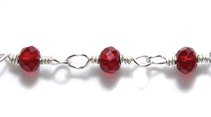 CX151-246: Chain 3.5mm Czech Faceted Garnet Silver 1FT