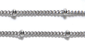 SX143: Chain Stainless 1.2mm Curb 2mm Ball 1FT