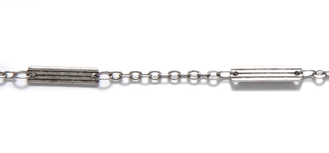 CX926-AS: Chain 9mm Texture Bar 2mm LNK ANT Silver 1FT