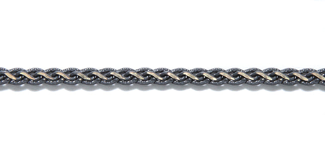 CX876-GY: Chain 2Tone Flat Braid 4mm Gold & Gray 1FT