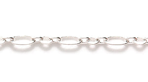 9CX812: Chain 2mm Ring & Oval Silver 1FT