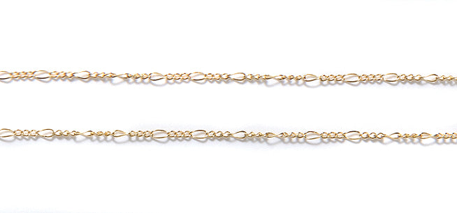 CX894-G: Chain Extra Fine Figaro 1mm Gold 1FT