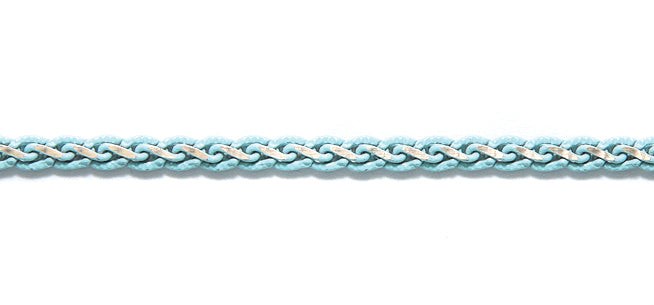 CX876-TQ: Chain 2Tone Flat Braid 4mm Gold & Turquoise 1FT