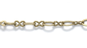 50CX858: Chain 4mm Oval LNK & Bows ANT Brass 1FT