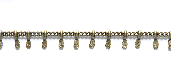 CX896-AB: Chain 1.5mm TEXTR Dangle ANT Brass 1FT