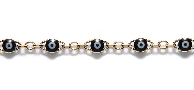 CX895-G: Evil Eye Chain 4.5x7mm LNK Gold 6INCH