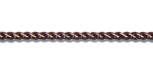 CX876-BN: Chain 2Tone Flat Braid 4mm Gold & Brown 1FT