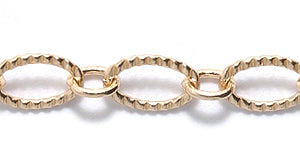 87CX2854: Chain Crimped Oval LNK 5x9mm Gold 1FT