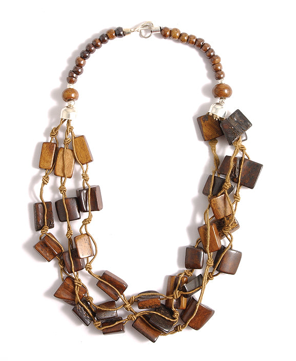 IN118-2B: Bone Necklace Dark Brown Nuggets 19"