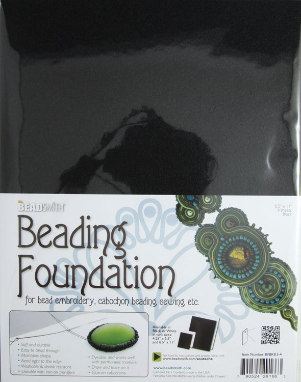 MS621-B4: Beading Foundation Black 8.5x11-4PPK