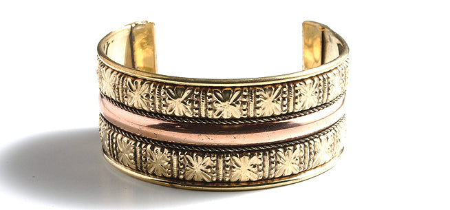 IN107-17: Metal Brass & Copper Cuff Bracelet 32mm