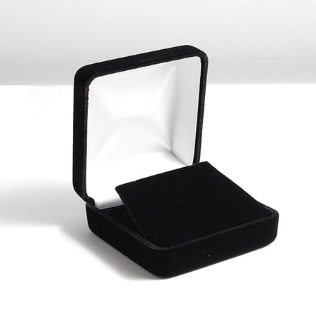 MS6552-9: Earring Box Black Velvet 2.65x2.65x1.35