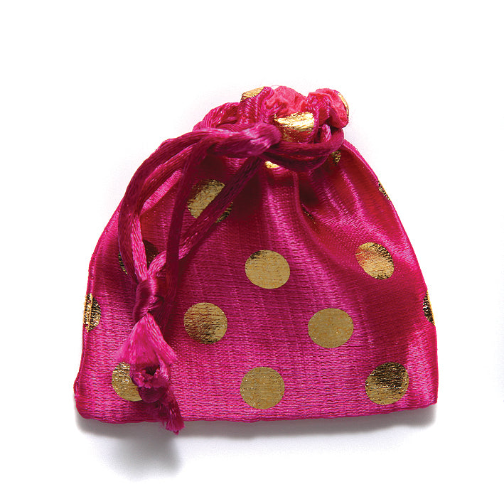 MS779-95: Jewelry Bag Hot Pink Gold 3INCH 5EA