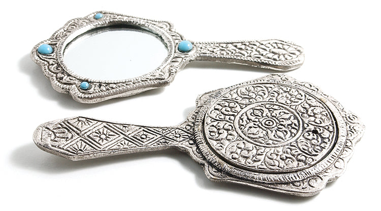 MS211-1: India Metal Mirror With Assorted Stone 5.5 Inch - 1 Piece