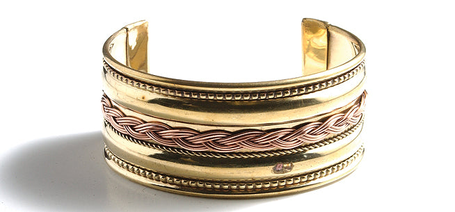 IN107-16: Metal Cuff Bracelet Brass & Copper 32mm