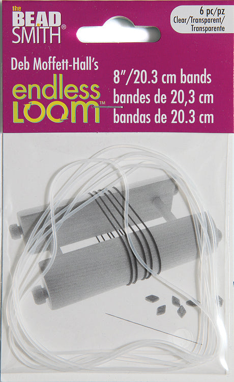 8FI419-EC: Endless Loom Bands 8 Inch Clear 6 Piece