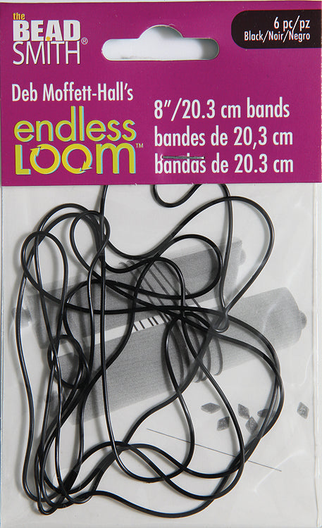 8FI419-EB: Endless Loom Bands 8 Inch Black 6 Piece