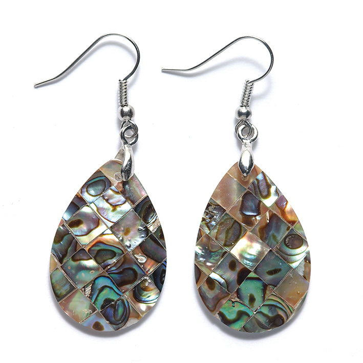 AB202: Abalone Earring Mosaic Drop 30mm