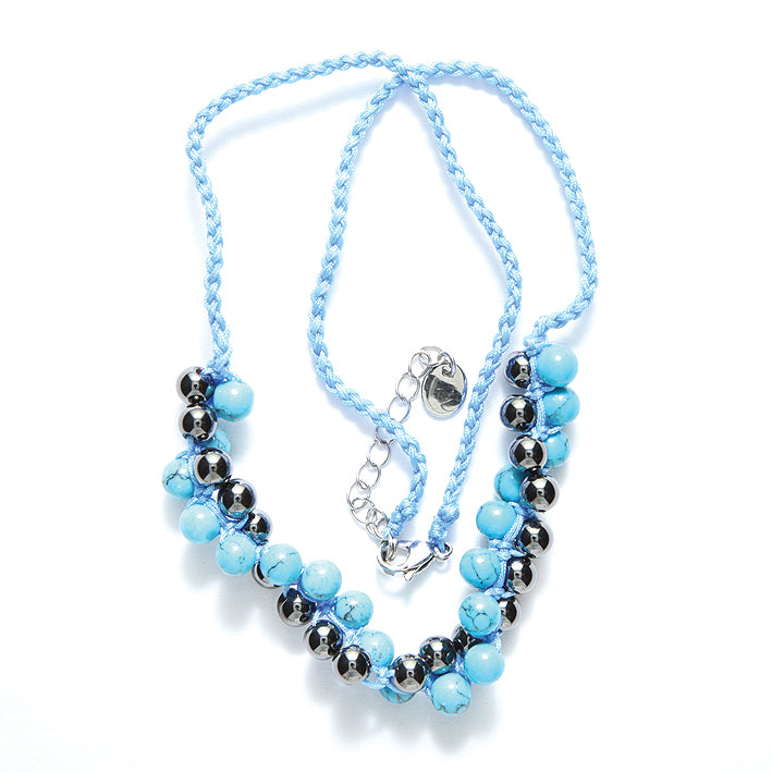 1ST809-8: Magnetic Hematite/howlite Necklace 6mm-1EA