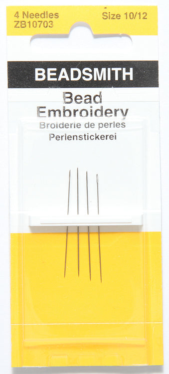 FI287: Bead Embroidery Needle Sizes 10 & 12 4pk 1 Package