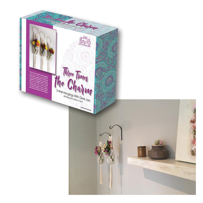 KT3409-MH: Macrame Kit Three Times Glass Jar Hanger