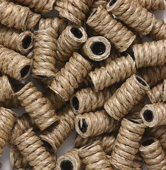 62CH153: Cord Tube Bead Natural Twine 7x12mm