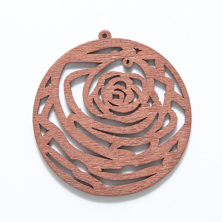 48WC824-56: Wood Circle Rose 48mm Brown -3PC