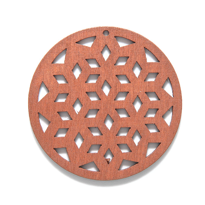 48WC838-56: Wood Circle Geometric 48mm Brown-3PC