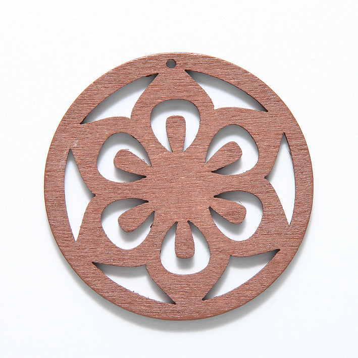 48WC811-56: Wood Circle Flower 48mm Brown -20PC