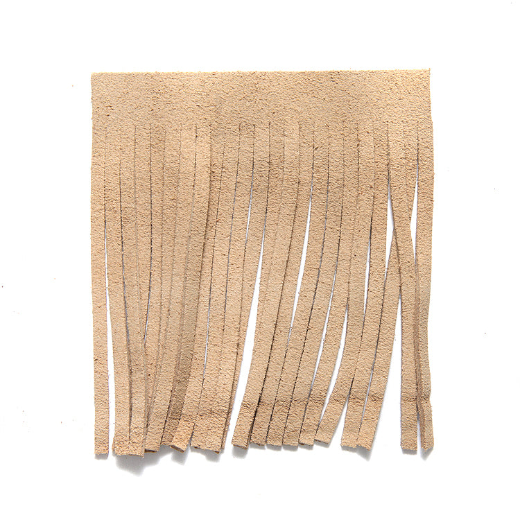 3TA152-L: Leather Tassel/fringe Natural 3.5x3.75 - 1 Piece