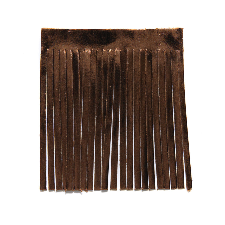 3TA857-L: Leather Tassel/fringe Bronze 3.5x3.75 In - 1 Piece