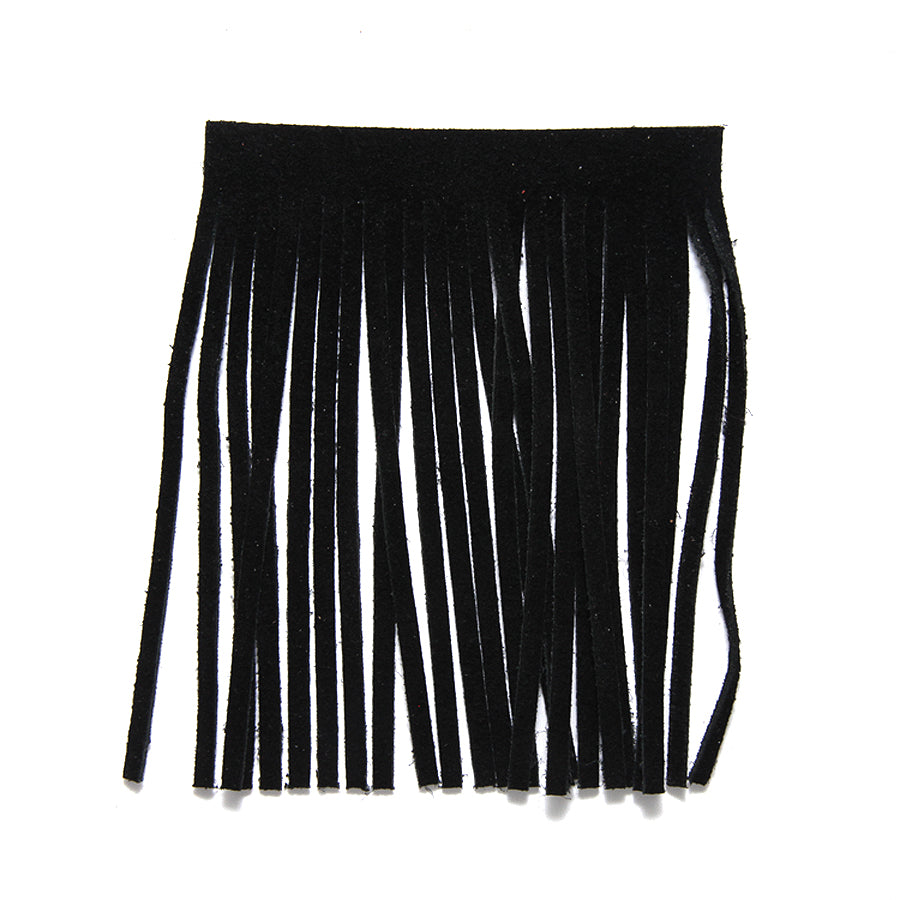 4TA109-L: Leather Tassel/fringe Black 4x5 Inch - 1 Piece