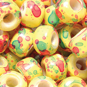 9IC025-W: Crow Marble Yellow Multi 9mm -150PC