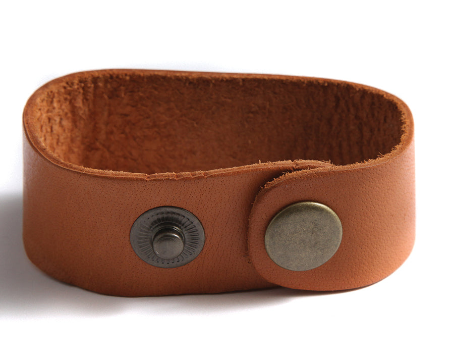 9LN154-SN: Leather Cuff With Snaps Tan 1x8.5 Inch - 1 Each