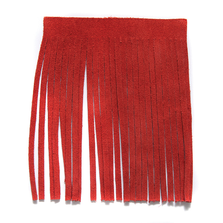 4TA144-L: Leather Tassel/fringe Red 4x5 Inch - 1 Piece