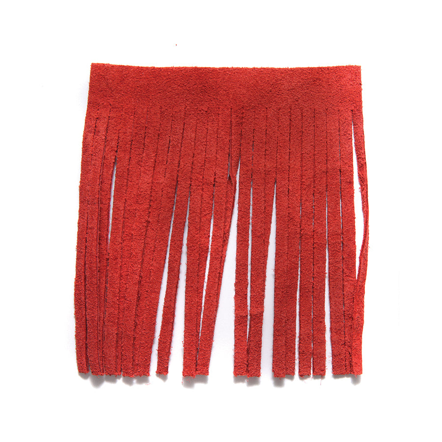 3TA144-L: Leather Tassel/fringe Red 3.5x3.75 Inch - 1 Piece