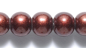 7IN658: Round Glass Pearl DK Brown 6-7mm 16inc-STR