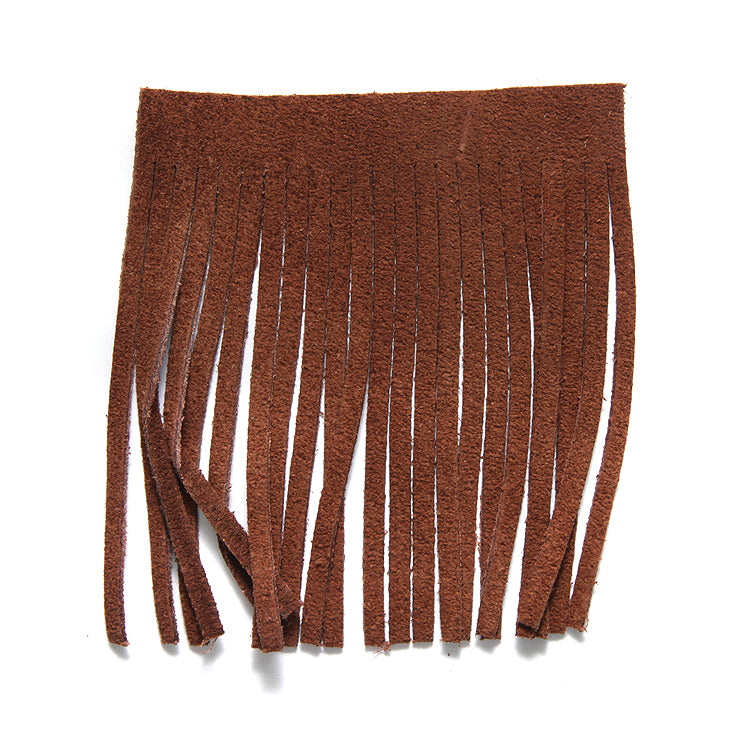 3TA154-L: Leather Tassel/fringe Brown 3.5x3.75 - 1 Piece