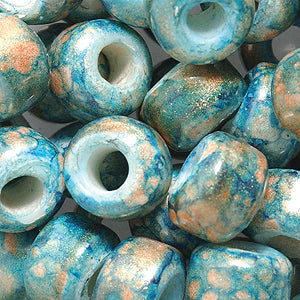 9IC063-G: Crow Marble Aqua/gold 9mm -150PC