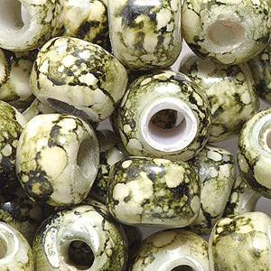 9IC083-W: Crow Marble White/olive 9mm -150PC