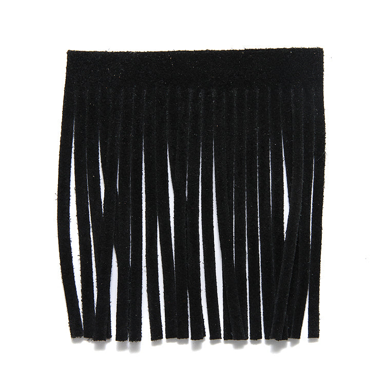 3TA109-L: Leather Tassel/fringe Black 3.5x3.75 - 1 Piece