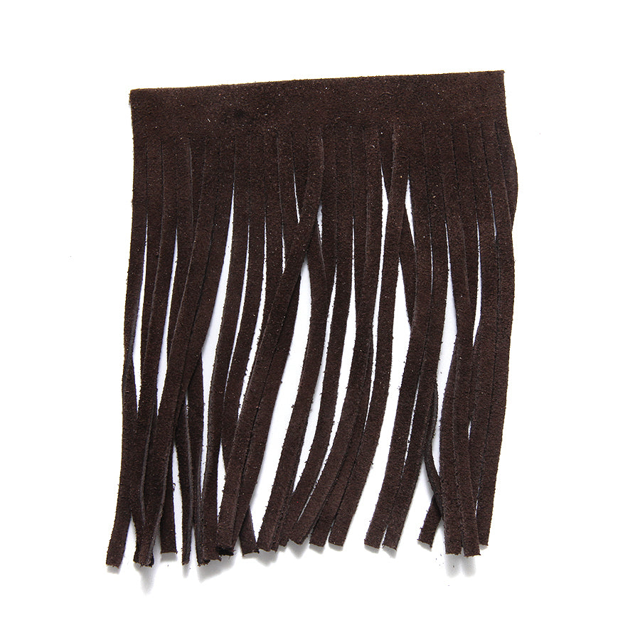 4TA158-L: Leather Tassel/fringe Dark Brown 4x5 Inch - 1 Piece