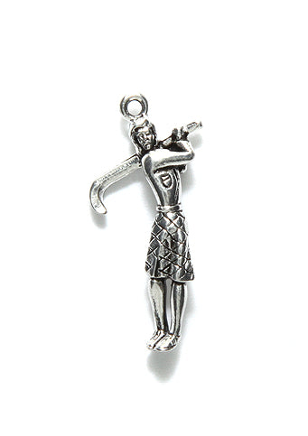 PW6451-S: Charm Female Golfer 26mm Silver-1PC