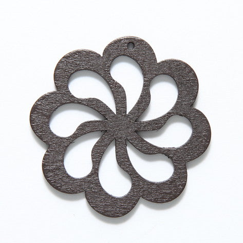 48WC814-58R: Cut Wood Curled Flower 48mm DK Finish-3PC