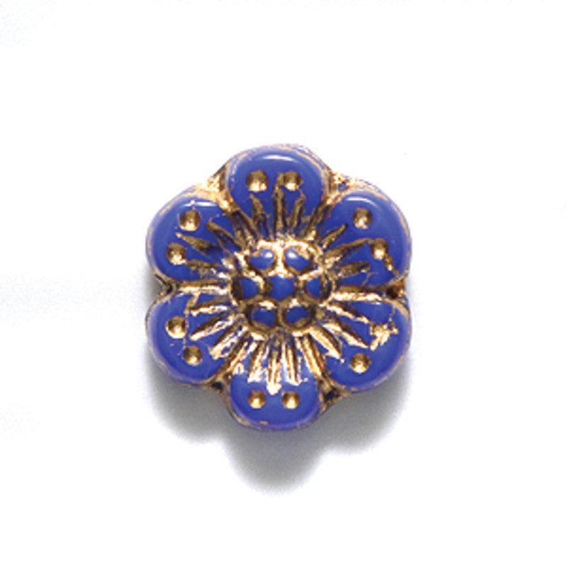 14FL174-GIR: CZ Daisy Disc Blue Gold 14mm-10PC